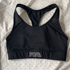 PINK sports bra with mesh and cell phone pocket